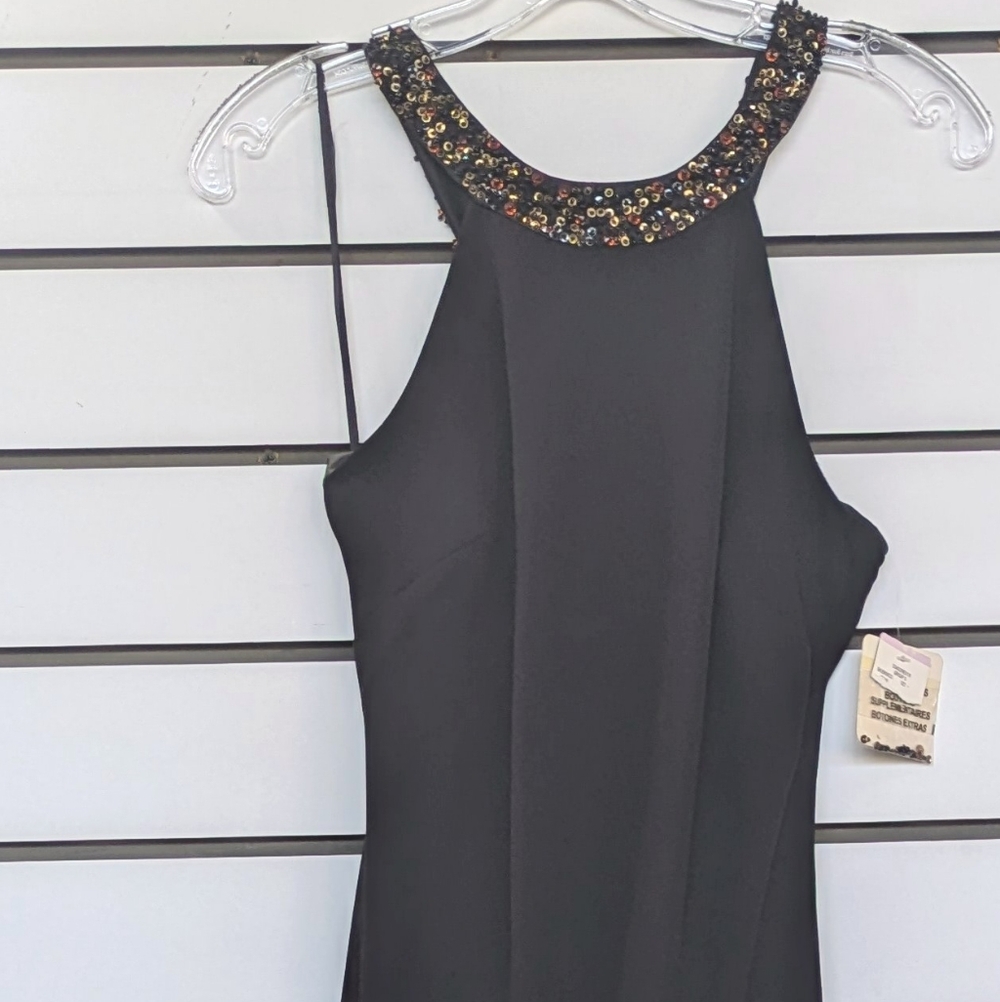 Jones New York Black Halter Dress with Sequin Accents